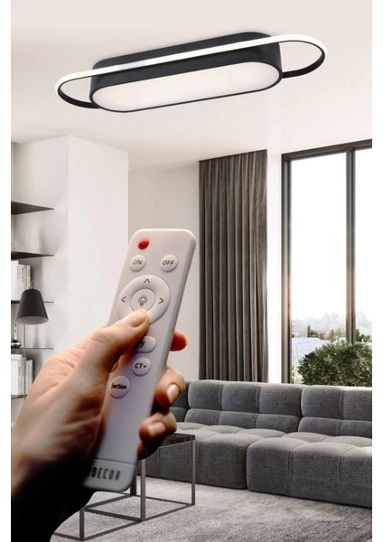 Modern LED Avize Plafonyer Üç Renkli Siyah Renkli Kumandalı