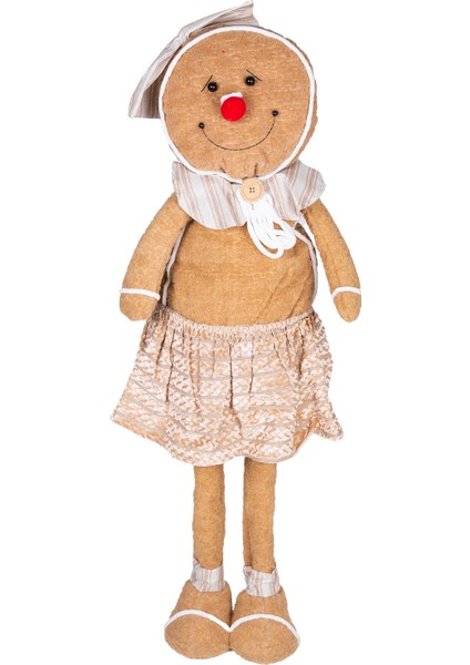 Yılbaşı Süsü, Kurabiye Kadın, Kahverengi - Uzayan Ayaklı, 30X60-90 cm