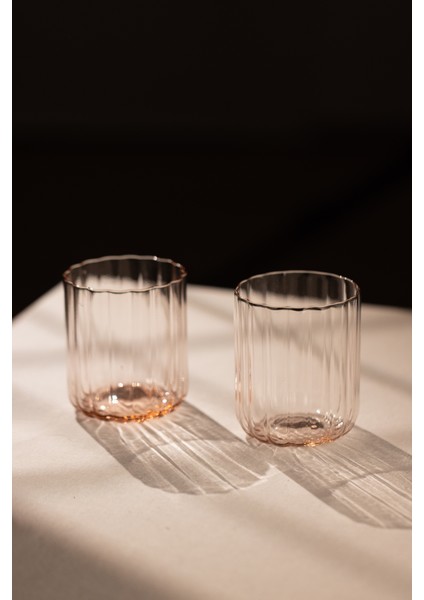 Flower El Yapımı Kendinden Renkli 2'li Su Bardağı Seti Pembe 450 cc fırsatları