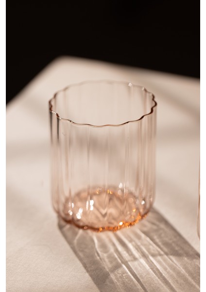 Flower El Yapımı Kendinden Renkli 2'li Su Bardağı Seti Pembe 450 cc indirimleri