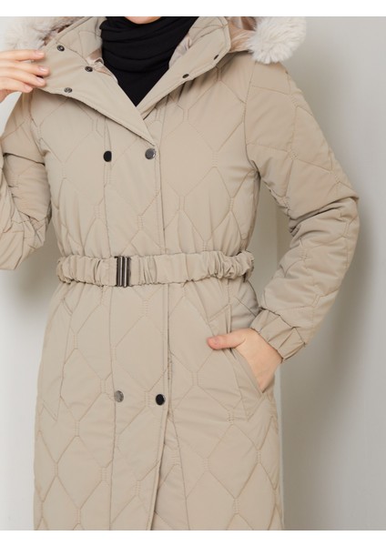 Kadın Ince Dolgulu Uzun Nova Kumaş Çıt Çıtlı Mont Kaban 1174 modelleri