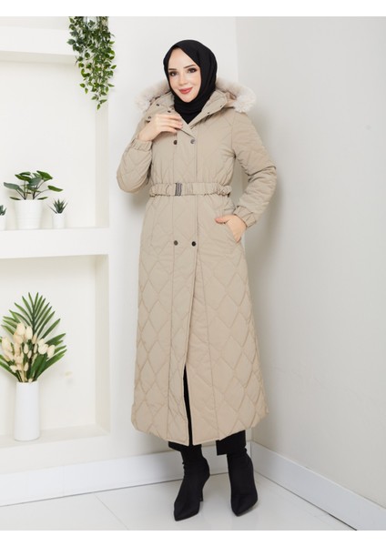 Kadın Ince Dolgulu Uzun Nova Kumaş Çıt Çıtlı Mont Kaban 1174 fırsatları