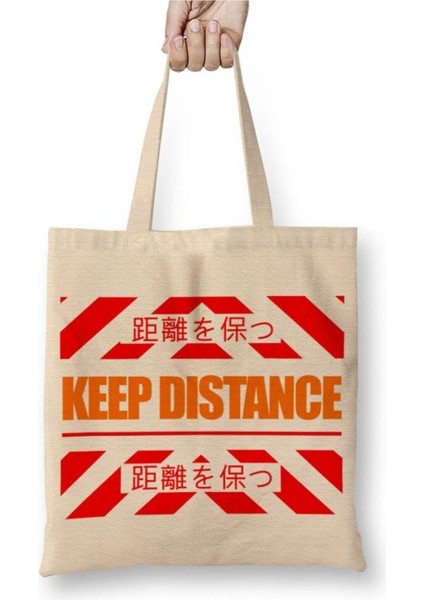 Evangelion Personal Space Beyaz Bez Çanta Uzun Saplı Alışveriş Çantası Plaj Çantası