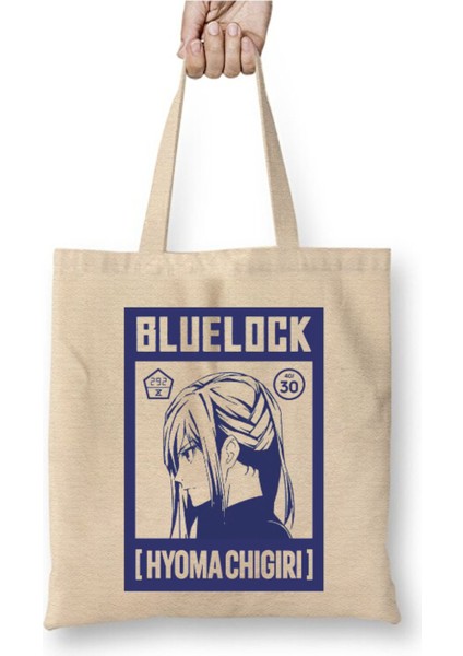 Blue Lock Hyoma Chigiri Beyaz Bez Çanta Uzun Saplı Alışveriş Çantası Plaj Çantası