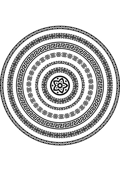 Yuvarlak Geometrik Siyah Desenli Duck Kumaş Masa Örtüsü 150X150 cm fırsatları