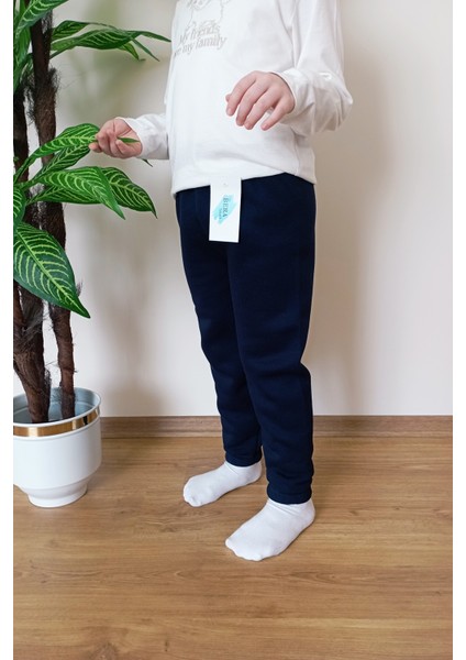 Çocuk Lacivert 3 Iplik Şardonlu Paçası Lastikli Eşofman Altı fırsatları