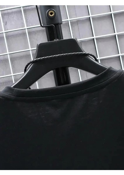 20/1 Penye Compack Futre Baskılı Oversize Kısa Kol Bisiklet Yaka T-Shirt - Siyah fırsatları