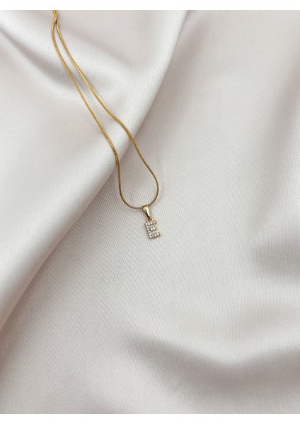 Fıora Çelik Zirkon Taşlı Harf Kolye Sade Şık Gold Ayarlanabilir Zincir Tüm Alfabe fırsatları