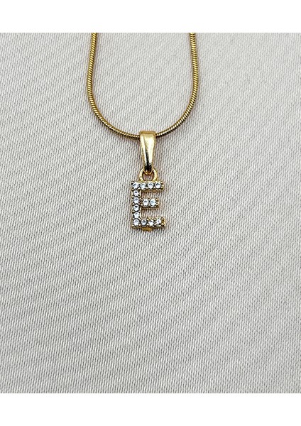 Fıora Çelik Zirkon Taşlı Harf Kolye Sade Şık Gold Ayarlanabilir Zincir Tüm Alfabe