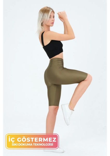 Enenstyle Fashıon Boutıque Yeni Sezon Özel Üretim Toparlayıcı Yüksek Bel Parlak Kumaş Iç Göstermeyen Dizüstü Spor Tayt