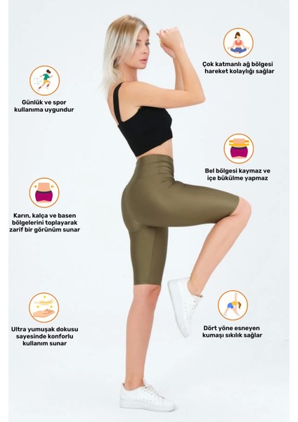 Enenstyle Fashıon Boutıque Yeni Sezon Özel Üretim Toparlayıcı Yüksek Bel Parlak Kumaş Iç Göstermeyen Dizüstü Spor Tayt fiyatları