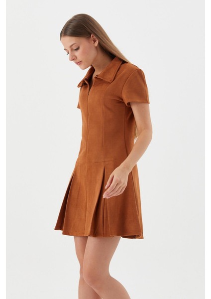 Süet Mini Elbise Taba fırsatları