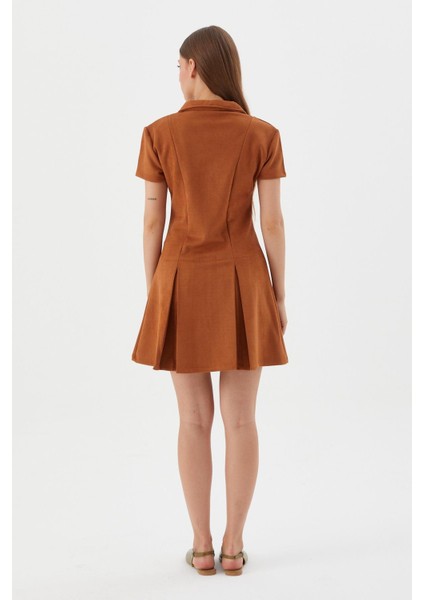 Süet Mini Elbise Taba indirimleri