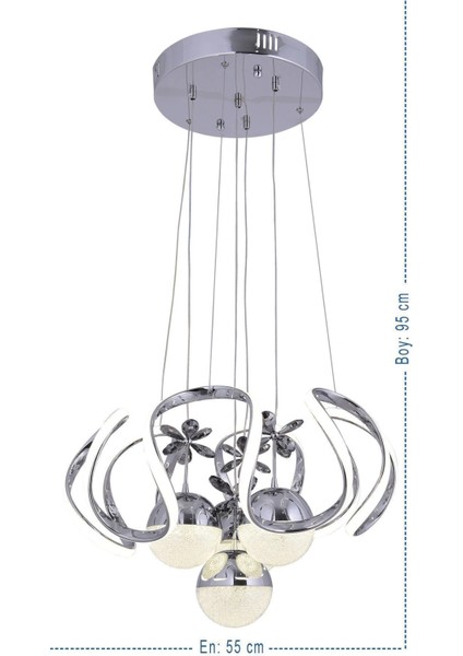 Heracles 3 Renk Gümüş ( Sarı Beyaz ve Gün Işığı ) Luxury LED Kristal Taşlı Avize fiyatları