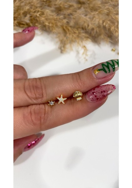 Ithal Yüksek Kalite 3'lü Kumsal Küpe