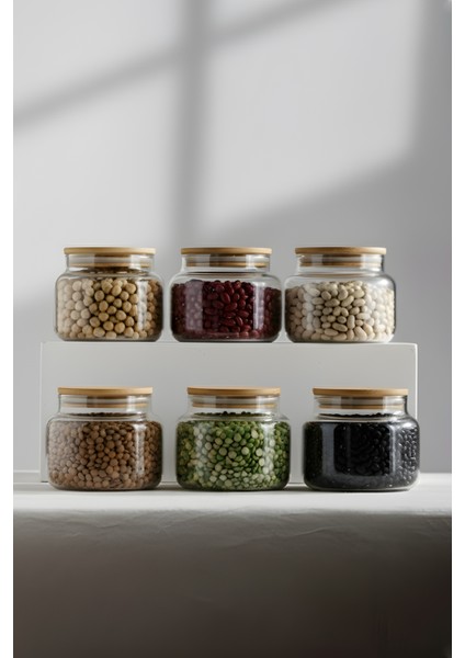 Basic Bambu Kapaklı 6'lı Cam Kavanoz Seti 350 cc fırsatları