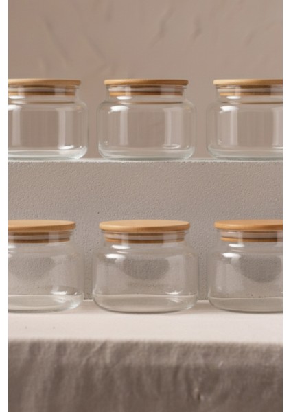 Basic Bambu Kapaklı 6'lı Cam Kavanoz Seti 350 cc indirimleri