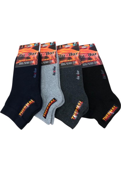 4 Lü Dündar Erkek Termal Havlu Kışlık Dikişsiz Patik Çorap 40 - 44 No