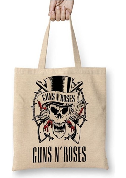 Banda Guns N´ Roses Bez Çanta Uzun Saplı Alışveriş Çantası Plaj Çantası