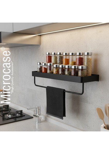 Çok Amaçlı Modern Duvar Rafı ve Havlu Askılığı Banyo Mutfak Malzeme Düzenleyici Siyah AL5340 fiyatları