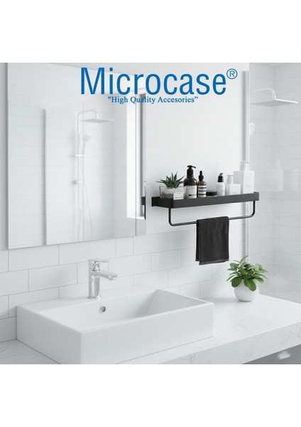 Çok Amaçlı Modern Duvar Rafı ve Havlu Askılığı Banyo Mutfak Malzeme Düzenleyici Siyah AL5340 modelleri