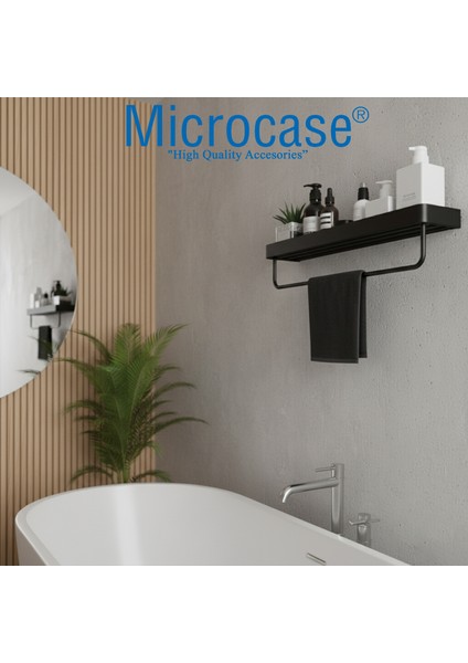 Çok Amaçlı Modern Duvar Rafı ve Havlu Askılığı Banyo Mutfak Malzeme Düzenleyici Siyah AL5340
