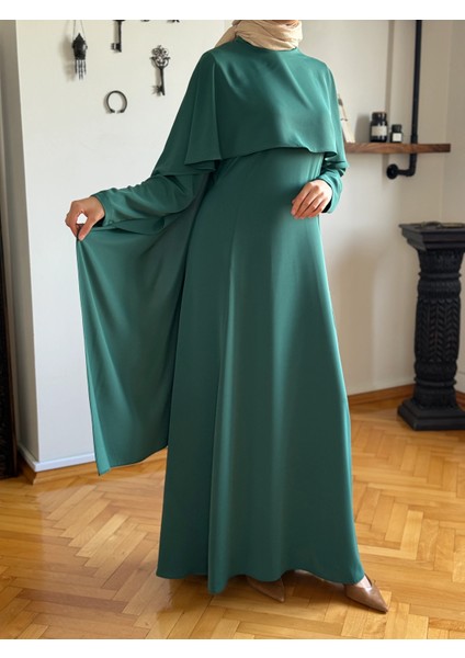 Pelerinli Bel Bağlamalı Elbise 1002 modelleri