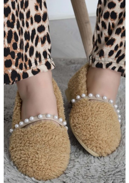 Kadın Incili Ev Babeti Yünlü - Vizon - 37 modelleri