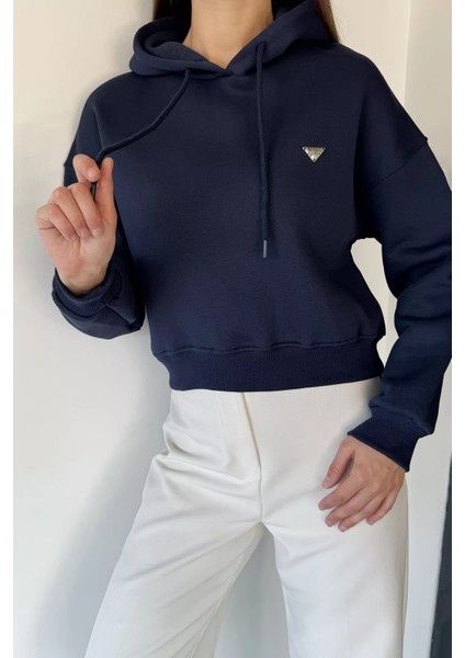 Kadın Kapüşonlu Üç Iplik Şardonlu Crop Top Sweatshirt P-00018505 fiyatları