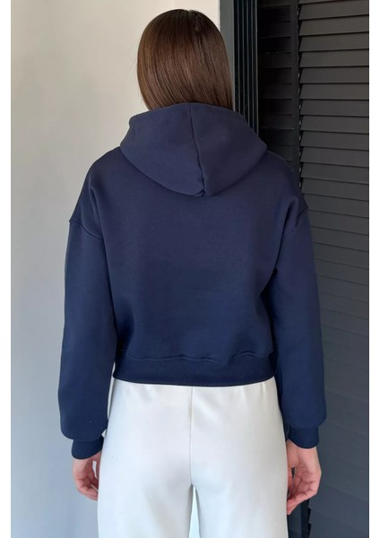 Kadın Kapüşonlu Üç Iplik Şardonlu Crop Top Sweatshirt P-00018505 fırsatları