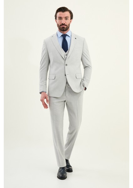 Dokulu Slim Fit Mono Yaka Erkek Takım Elbise modelleri