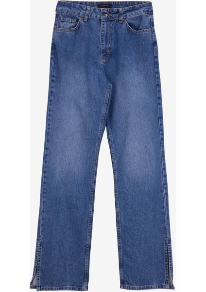 Yüksek Bel Normal Paça Straight Indigo Kadın Denim Pantolon F5WL-PNT0190 modelleri