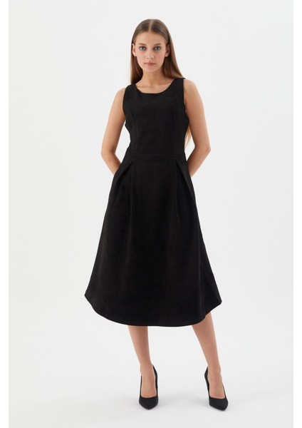 Süet Midi Elbise Sıyah modelleri