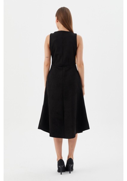 Süet Midi Elbise Sıyah indirimleri