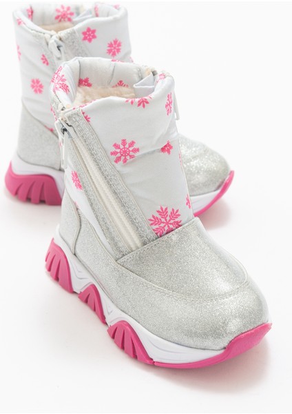 Kız Çocuk Gümüş Simli Rugan Deri Suya Dayanıklı Günlük Bot indirimleri