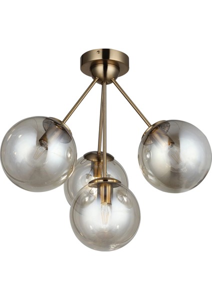 Dört Siyah Camlı Eskitme Sarkıt Avize