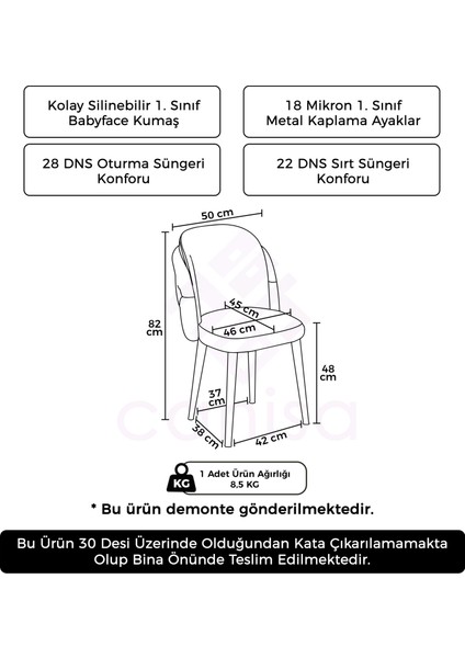 Axle Serisi 1 Adet Cappucino Mutfak Sandalyesi Krom Kaplama Metal Ayak Babyface Kumaş indirimleri