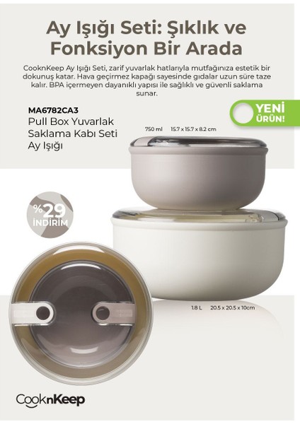 Pullbox Yuvarlak Saklama Seti Ay Işıgı