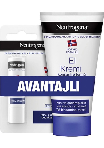 Norveç Formülü Parfümlü El Kremi 75ML + Besleyici Dudak Nemlendiricisi 4.8gr