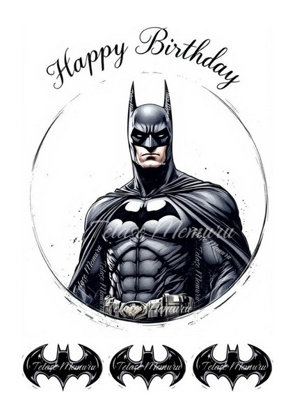 Batman Pasta Süsü - Pasta Resmi ve Baskısı - Batman Doğum Günü Yenilebilir Kağıt Baskı 8