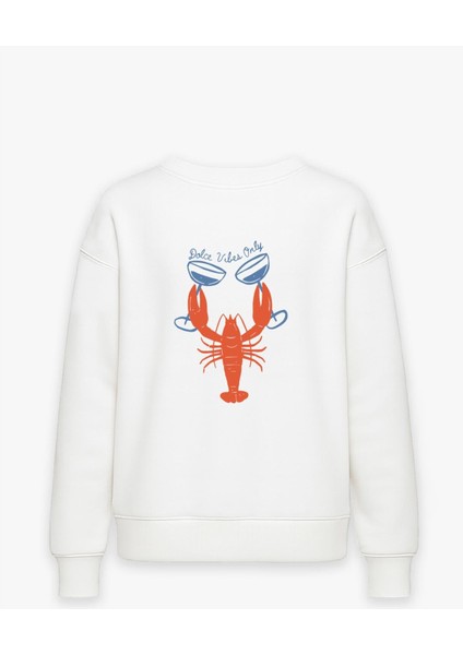 Kadın Sırt Istakoz Baskılı Içi Şardonlu Oversize Sweatshirt fiyatları