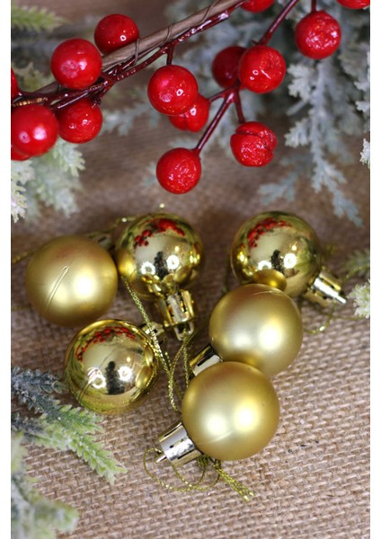 Yılbaşı Ağaç Süsü 3 cm Altın Top 6lı fırsatları