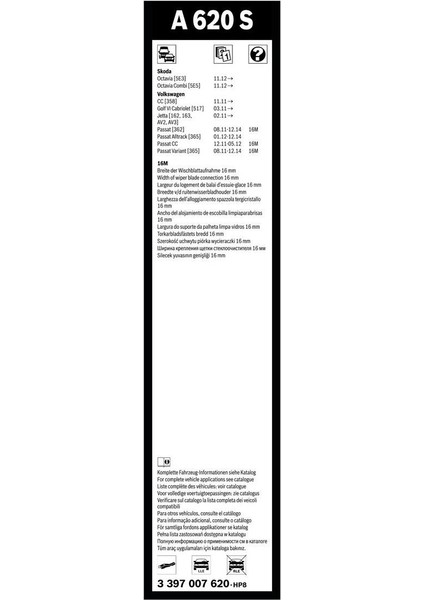 Aerotwin Silecek Seti - [600/475 mm] Volkswagen Jetta (2011 - 2021) A 620S modelleri