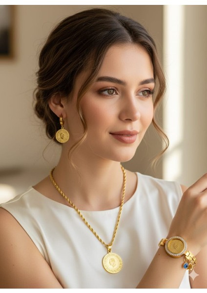 Kadın Orta Kısmı Sabit 60 cm Burgu Zincirli Çelik Takı Setli Sns500811 indirimleri