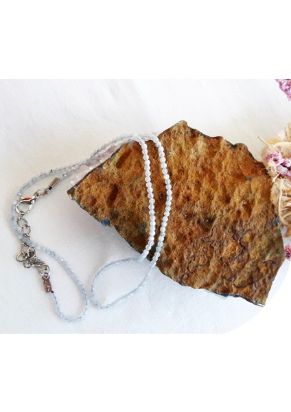 Akuamarin 2 mm Faset Kesim Doğal Taş Dizi Kolye fiyatları