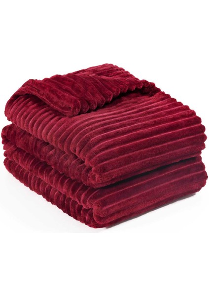 Tek Kişilik Çizgili Tv Battaniyesi 130X180 cm Bordo fiyatları