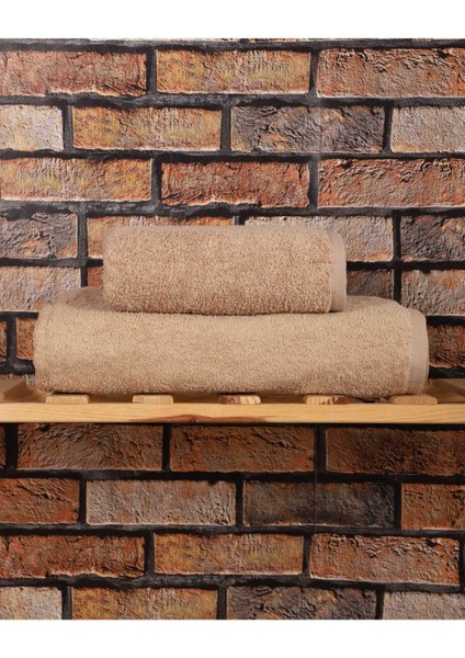 2 Parça &AMP;#37;100 Pamuklu Soft Lüx Banyo Havlu Seti Kahve