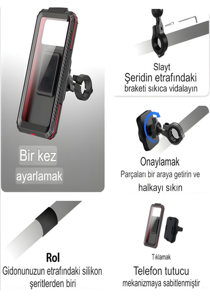 Su Geçirmez Motosiklet Ayna Gidon/Direksiyon Montajlı Telefon Tutucu Titreşim Önleyici - PRO indirimleri
