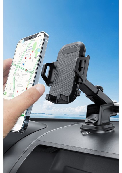 Teleskopik Telefon Tutucu 360 Derece Dönebilen Vantuzlu Araç Içi Telefon Tutucu 1450 Siyah Cam Tr