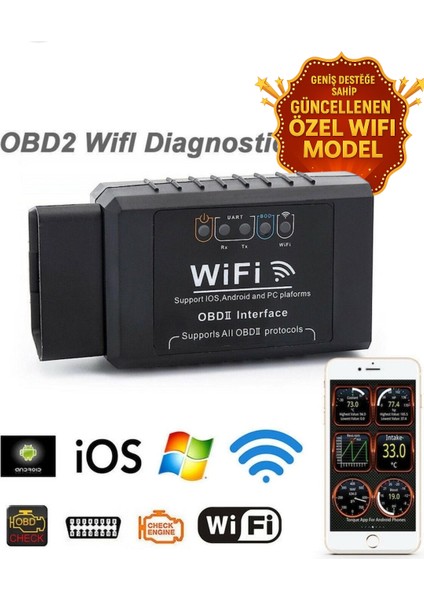 araç Arıza Tespit Cihazı V1.5 Obd2 Araç Arıza Okuma&silme /can Destekli Türkçe Dual Sürüm Apple Android Destekli araç arıza tespit cihazı